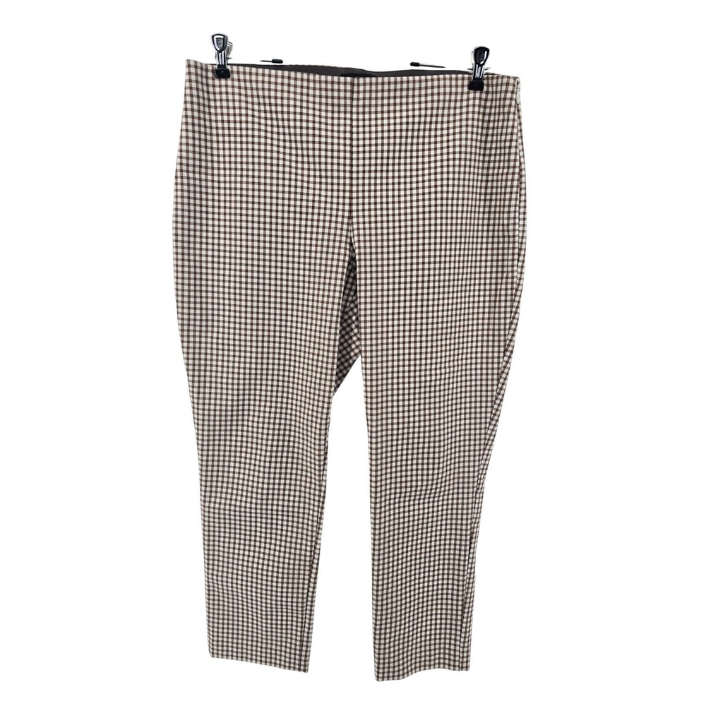 Theory Pants Womens 16 Skinny Legging M Grid Stretch Brown Gingham EUC